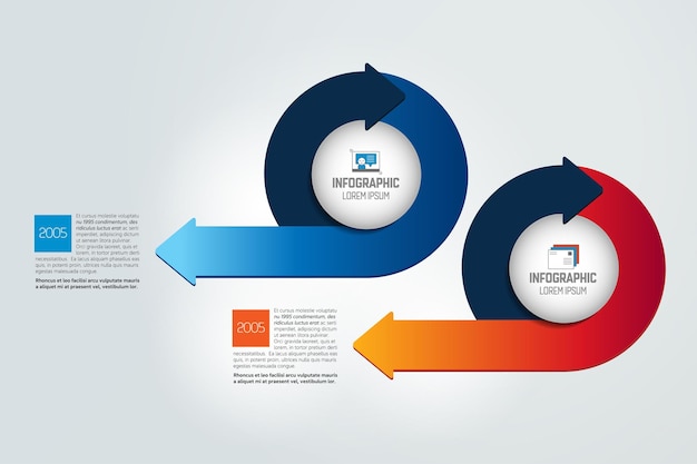 Two circle arrows infographic chart scheme diagram