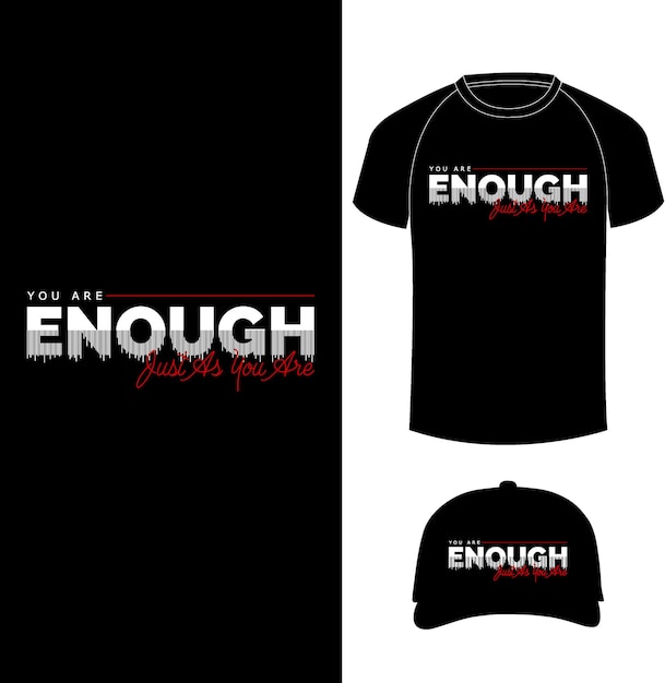 Typography abstract tshirt design with tshirt and cap mockup