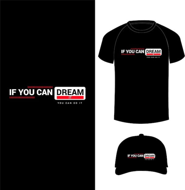 Typography abstract Tshirt design with Tshirt and cap mockup