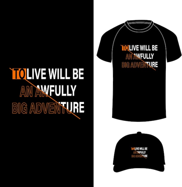 Typography abstract Tshirt design with Tshirt and cap mockup