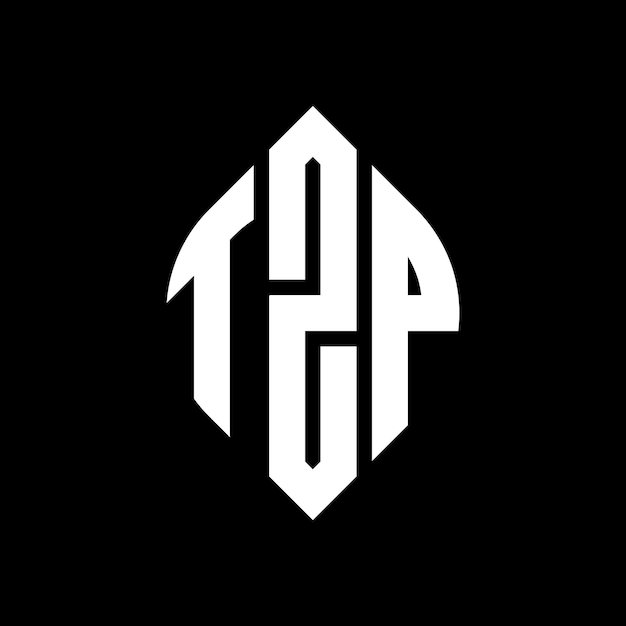 TZP circle letter logo design with circle and ellipse shape TZP ellipse letters with typographic style The three initials form a circle logo TZP Circle Emblem Abstract Monogram Letter Mark Vector