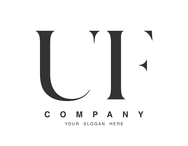 UF logo design Initial letter u and f serif font style Creative classic company name typography Trendy logotype or identity