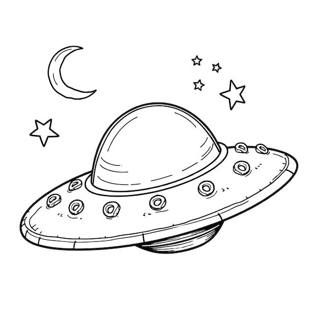 Ufo Drawing Vector illustration Coloring Page