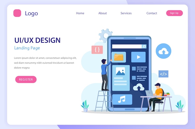 ui ux design concept creating an application design content and text place vector illustration
