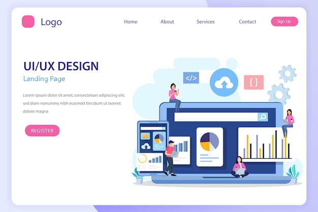 UI UX design concept Creating an application design content and text place Vector illustration
