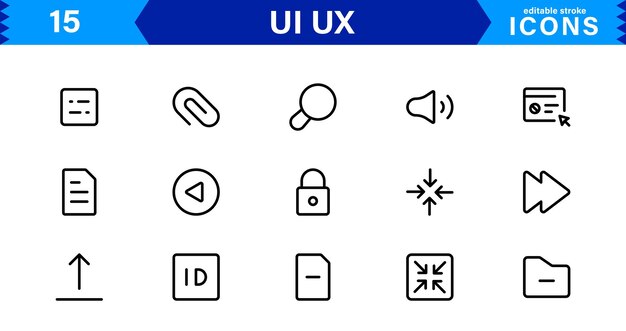 UI UX Design Icons Focused on Interface Navigation Prototyping and User Flow Presented in a Minimal Modern and HighQuality Vector Format