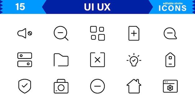 UI UX Design Icons Focused on Interface Navigation Prototyping and User Flow Presented in a Minimal Modern and HighQuality Vector Format