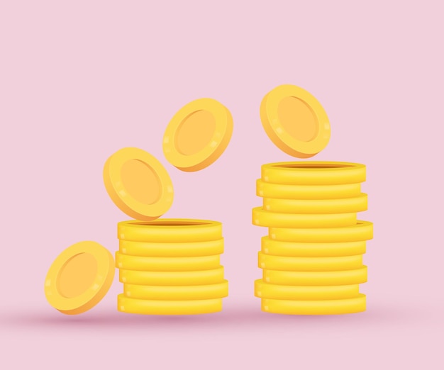 unique 3d realistic set gold coin icons stack new concept vector design