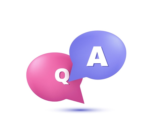 unique 3d speech bubble letters questions answers isolated on vector