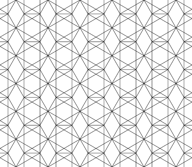 Universal high quality seamless geometric pattern with editable weight of stroke, clipping mask. Abstract black and white vector background in classical style