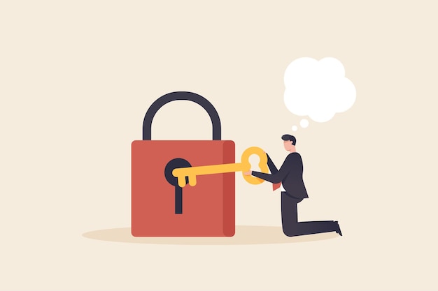 Unlock true potential your ideal self to success in career or business secret mind or skill to solve problem concept