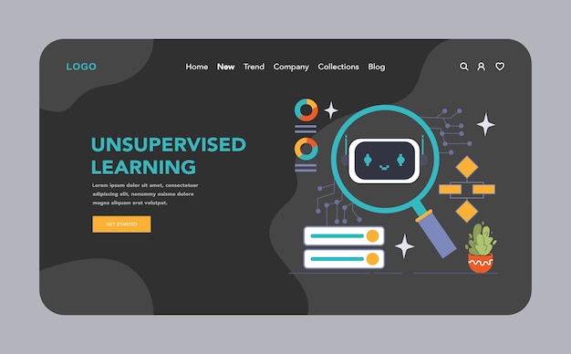 Unsupervised learning concept exploring patterns and structures in data through algorithms