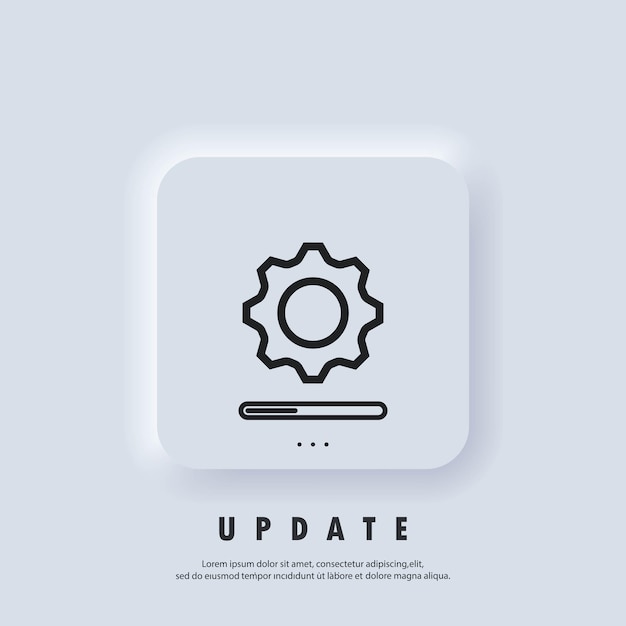 update system icon. concept of upgrade application progress icon. loading and gear icon. progress bar icon. system software update. vector. neumorphic ui ux white user interface web button.