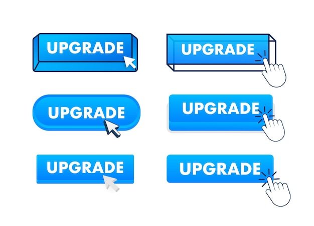 Upgrade Button with pointer clicking Upgrade web buttons set User interface element in flat style