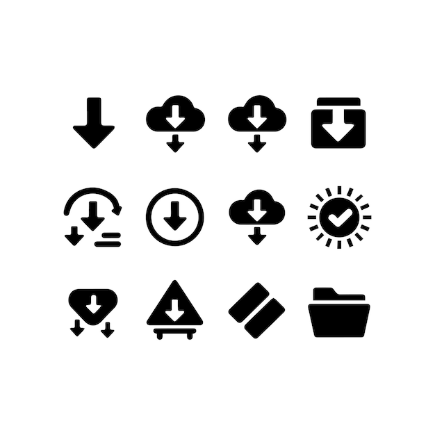 Upload and Cloud Storage Icon Set Vector Illustration