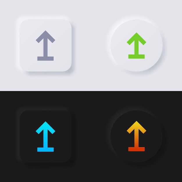 Upload button Arrow Icon set Multicolor neumorphism button soft UI Design for Web design Application UI and more Button Vector