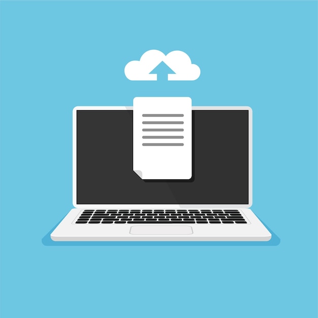 Uploading files to cloud storage from laptop Download process Database concept