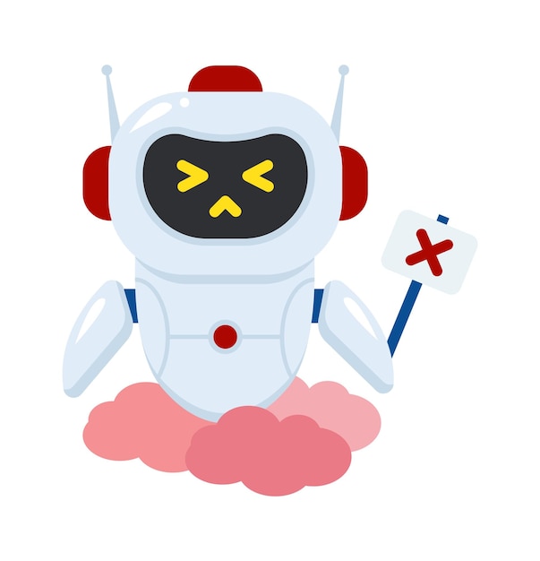 Upset chatbot Character Support Automated Service Vector illustration