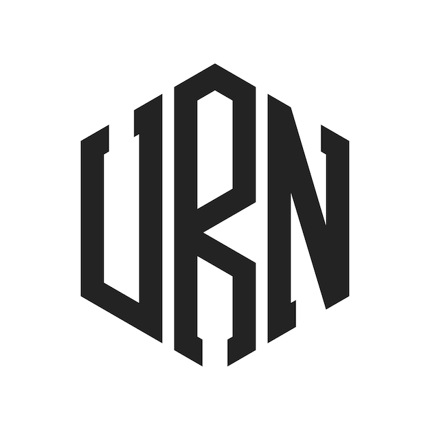 URN Logo Design Initial Letter URN Monogram Logo using Hexagon shape