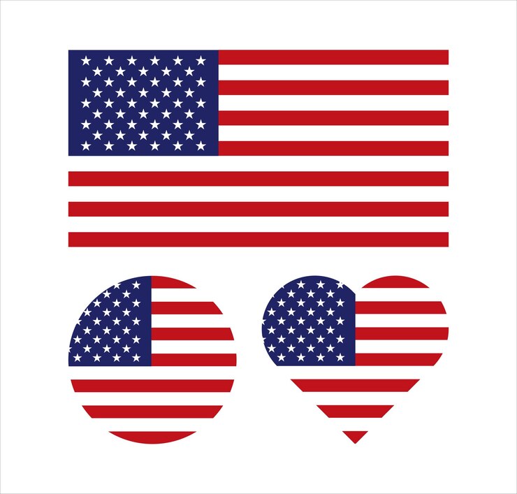 Vektori usa america flag circle and heart and symbol illustration of american flag