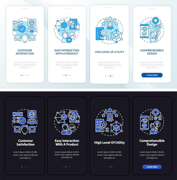 Usage assessment onboarding mobile app page screen