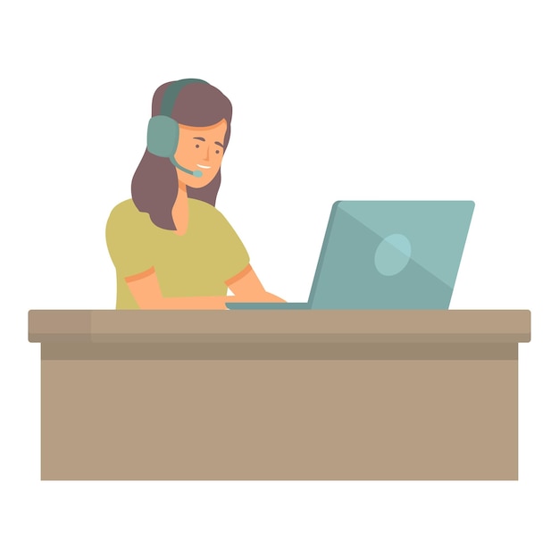 user cafe writing work icon cartoon vector cute girl space work interior