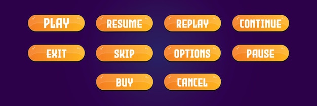 User Interface buttons set for games or apps Game UI buttons Mobile application interface elements Collection buttons for mobile development casual games ui kit