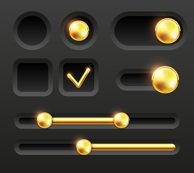 User interface design elements Toggle button Radio button and Checkbox Vector set