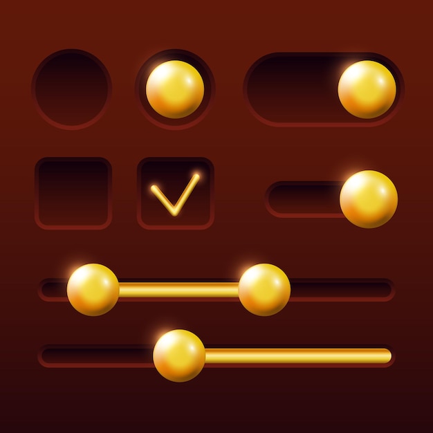 User interface design elements Toggle button Radio button and Checkbox Vector set
