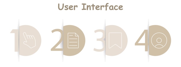 User interface set icon Cursor document bookmark user profile interaction digital interface navigation UI customization