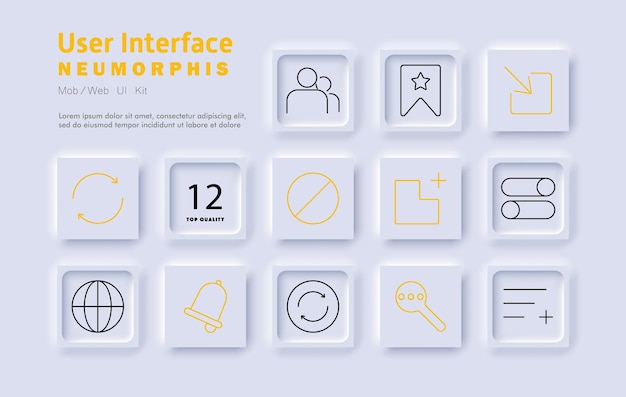 User interface set icon Web design elements site navigation interaction tools user profile settings notifications application layout digital experience customization