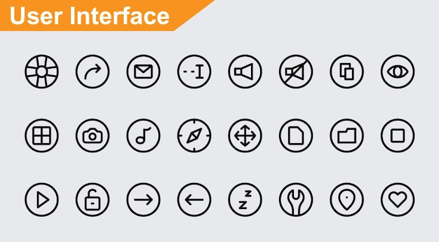 User Interface vector icons on white background