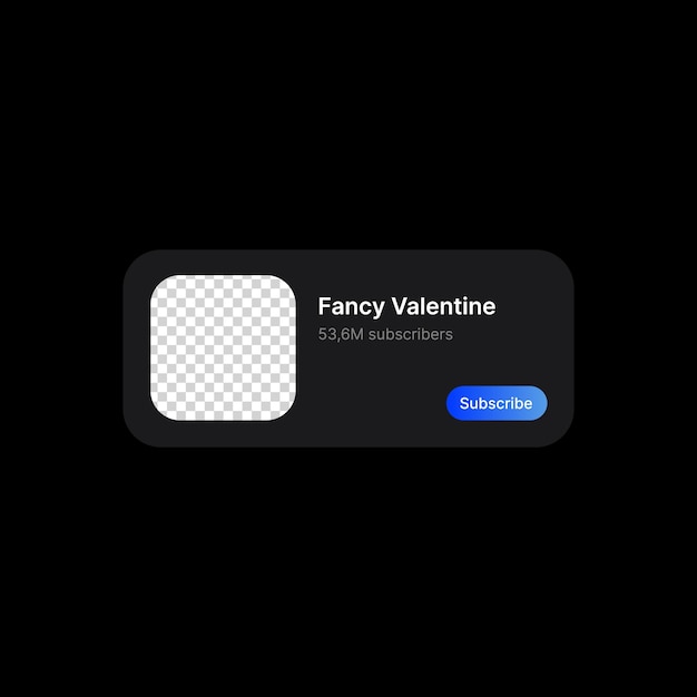 User Profile Banner Illustration Social Media UI Concept Empty Square for Adding Profile Icon with Editable Name and Number of Subscribers Blue Subscribe Button Web Element for Mobile App