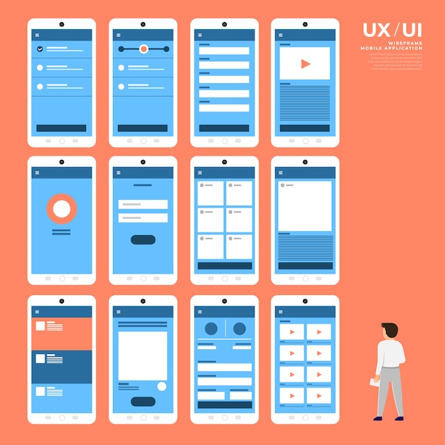 UX UI Flowchart. s  mobile application concept  .  illustration