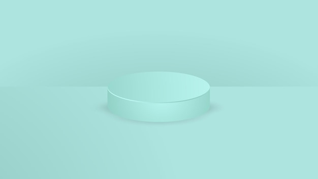 Vaaleanvihreä sylinterijalusta. Abstrakti vektorin 3D-muoto. Kosmeettisen tuotteen esittely. Minimaalinen seinänäyttämö.