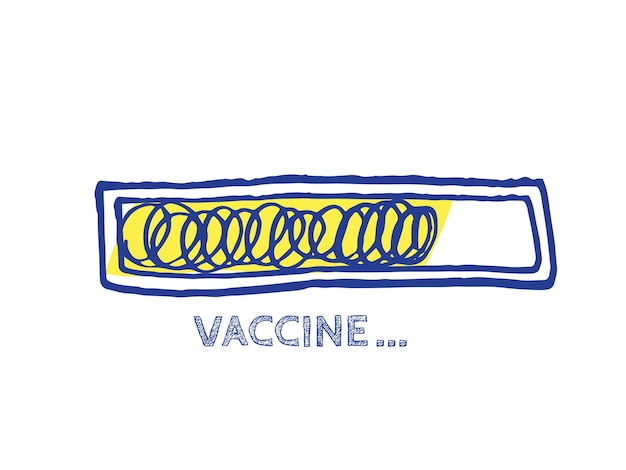 vaccine progress bar status.  website sketch bar with adjustable fill part. remedy invention illustration. coming soon vector hand drawn loader. infographic element with 90% complete indicator.