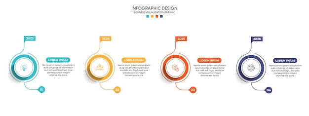 Vaiheet liiketoiminnan datan visualisoinnin aikajana prosessin infografiikkamallin design ikoneilla