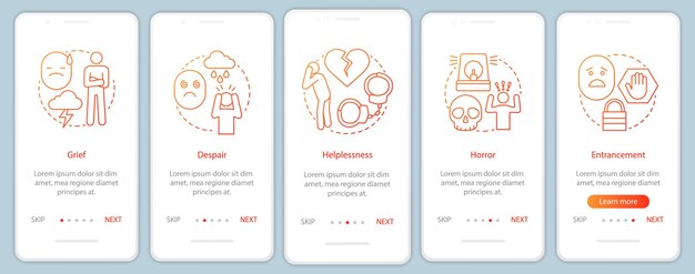 Vaikeat tunteet perehdytys mobiilisovelluksen sivunäyttö lineaarisilla käsitteillä