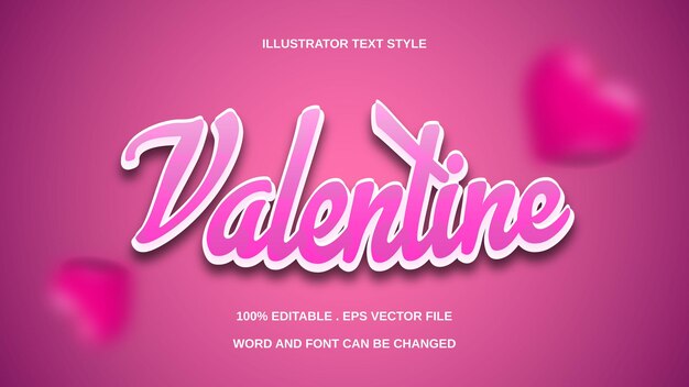 Valentine Text Effect Vectors, Set Elegant Pink purple