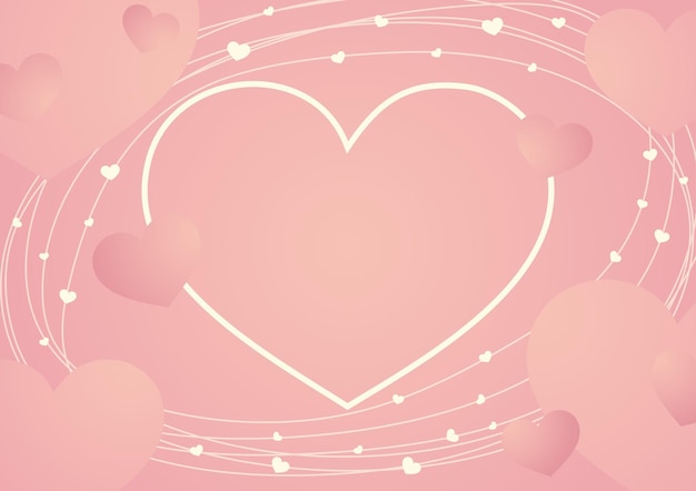 valentines day template pink gradient background with heart shape element vector illustration