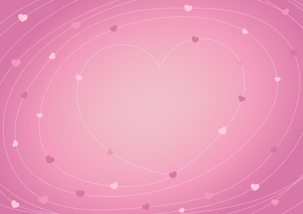 valentines day theme pink gradient background with heart shape element vector illustration template