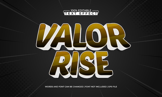valor rise editable text effect with a hero and super text style