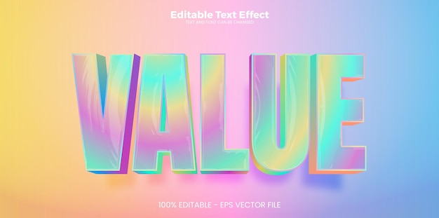 Value editable text effect in modern trend style