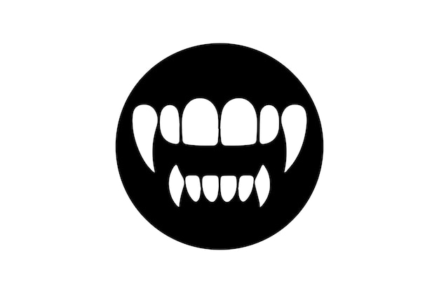 vampire teeth clip art vector silhouette illustration isolated in white background