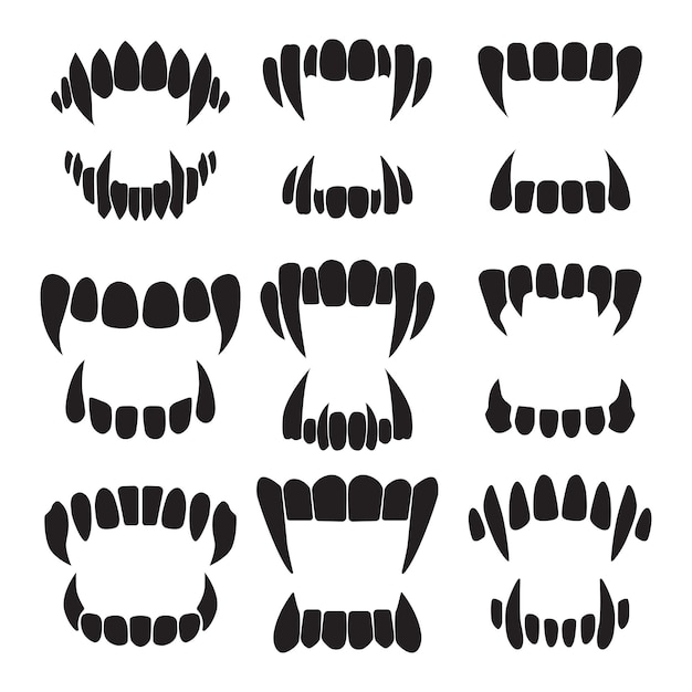 Vampire Teeth Silhouette Vector Illustration