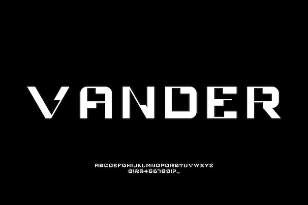 VANDER FONT VECTOR DISPLAY UPPERCASE FUTURISTIC TECHNOLOGY EDITABLE