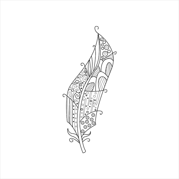 Vaned Feather Zentangle For Coloring