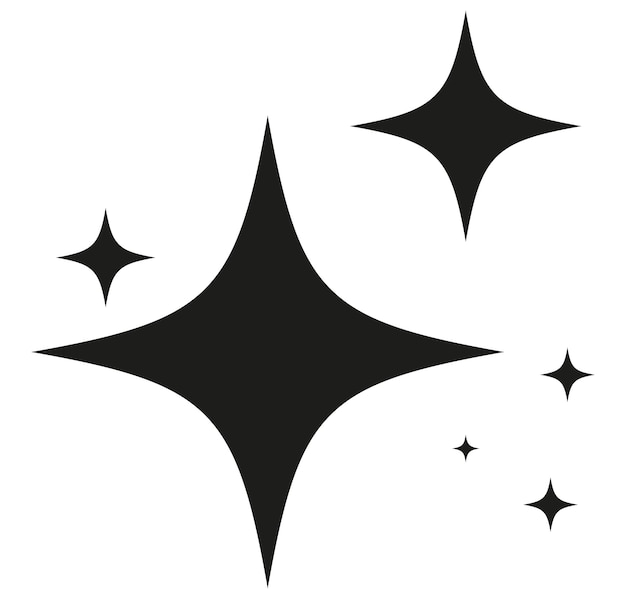 Variety of black star icons with twinkling effect vector design