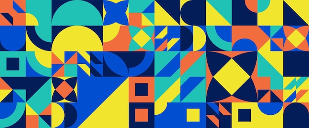 Värikäs moderni vektori abstrakti geometrinen tausta, jossa on ympyröitä suorakulmioita ja neliöitä yksinkertaisia muotoja graafinen kuvio Verkkosuunnitteluun yritysesittely verkkosivuston otsikkokutsutausta