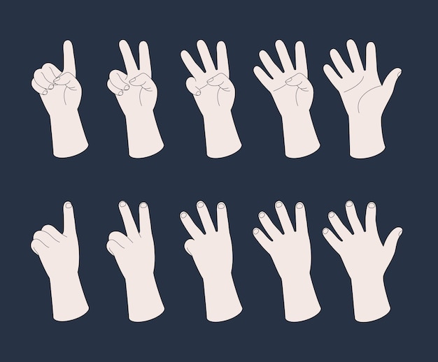 various hand gestures illustration set point finger arm thumb number Vector drawing